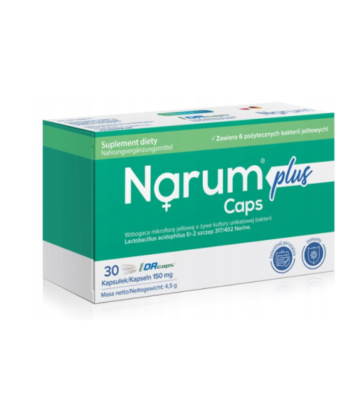 Narum Plus probiotyk 150 mg 30 kaps Narine Lactobacillus perystaltyka jelit